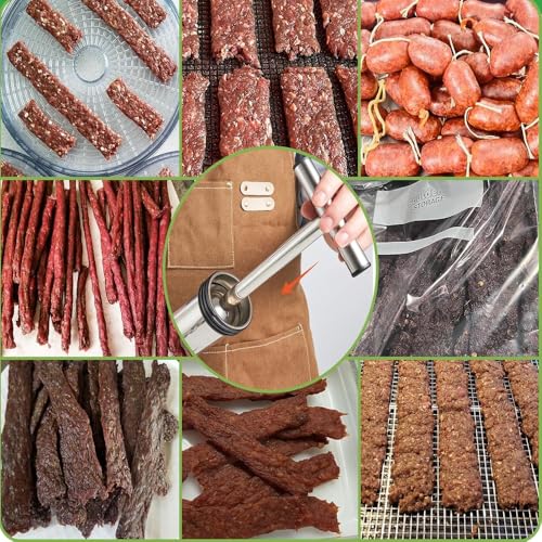 2LB Jerky Gun Stainless Steel Beef Jerky Gun Kit with 5 Different Shaped Nozzles and Cleaning Brushes Set Sausage Stuffer Making Tool (2LB) by Yuyuejiao - Image 5