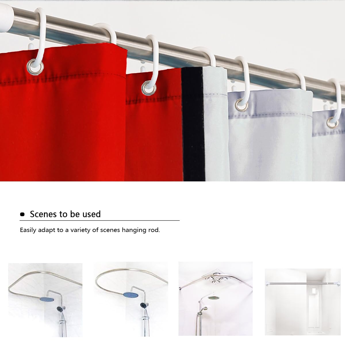 Rideaux de Salle de Bain d’Art Contemporain imperméables avec Crochets, Rideau de Douche à Design Abstrait en Blocs Rouges, décoration Lavable de Toilettes de Style Nordique 180 x 180 cm