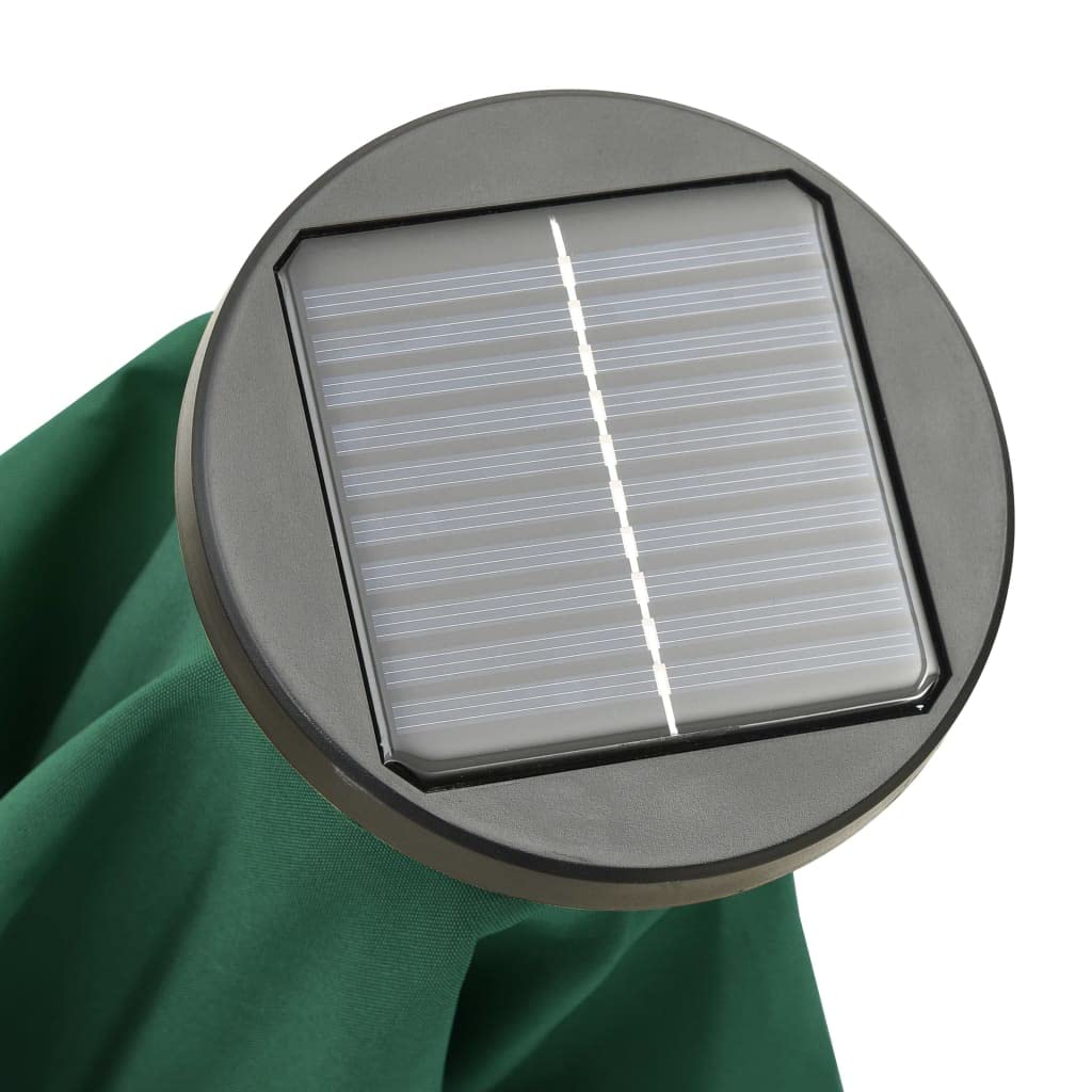 Sombrilla de Jardín con 12 LED y Diseño Inclinable, Impermeable y con Protección UV, Plegable y Portátil para Terraza, Patio o Jardín, Poste de Aluminio y 6 Varillas