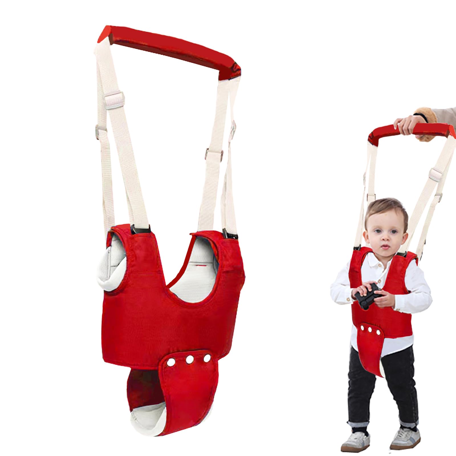 Adjustable Baby Walking Harness Toddler Walking Assistant Baby Walker Helper Baby Walker Assistant Belt for Crawling, 7-24 Months (red)
