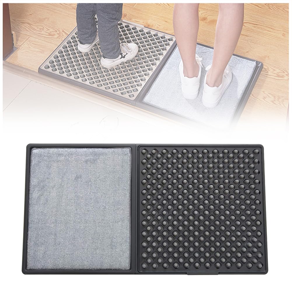 Almohadillas de limpieza automática, tapete limpiador de suela de zapatos de interior con almohadilla antideslizante y 2 paños absorbentes, fácil de limpiar para baño, hogar, oficina