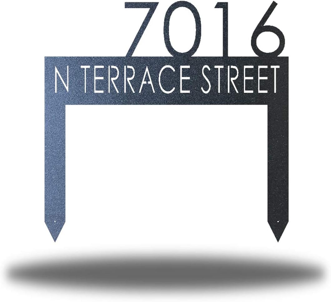 Riverside Designs Classic Personalized Address Yard Sign - Weather Resistant Sign with Stakes - Made in USA (24", Black)