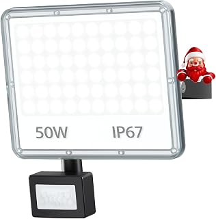 TOPAUBUB Focos LED Exterior con Sensor de Movimiento 50W - 5000LM 6500K Blanco Frío Foco Exterior con Sensor de Movimiento 1 Piezas Impermeable IP67 para Jardin/Patio