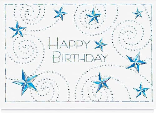 The Gallery Collection, 25 tarjetas de cumpleaños de estrellas giratorias, personalizadas con sobres forrados de aluminio, para negocios o