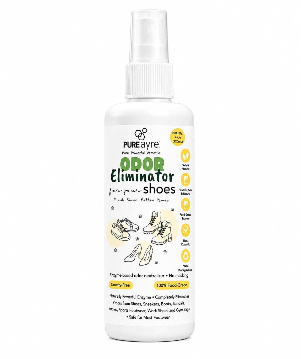 Shoe Odor Eliminator Spray | Enzyme-Based Shoe Deodorizer & Odor Neutralizer | Removes Shoe Smell for Sneakers, Sports Shoes, Boots, Sandals, Insoles & Gym Bags | Long Lasting Freshness-image-49