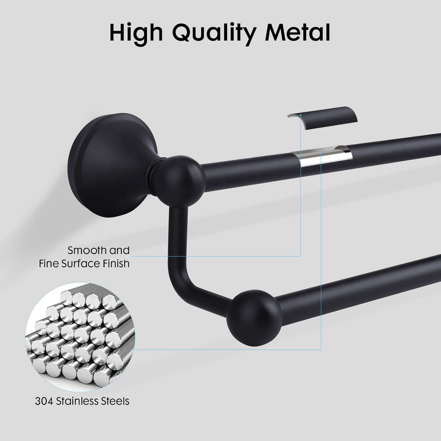 Antique 24 Inch Bathroom Double Towel Bar Matte Black,Towel Racks for Bathroom Wall Mounted,Bathroom Towel Holder Black,Two Towel Rod Hanger for Hotel image 2