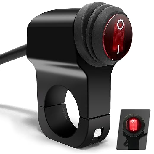 ATV Light Switch 12V Handlebar Switch Waterproof Motorcycle Light Switch CNC Aluminum Alloy Handlebar Toggle Switch for Motorcycle ATV UTV- Fits 7/8" Handlebars (22mm) Blue 1 Piece