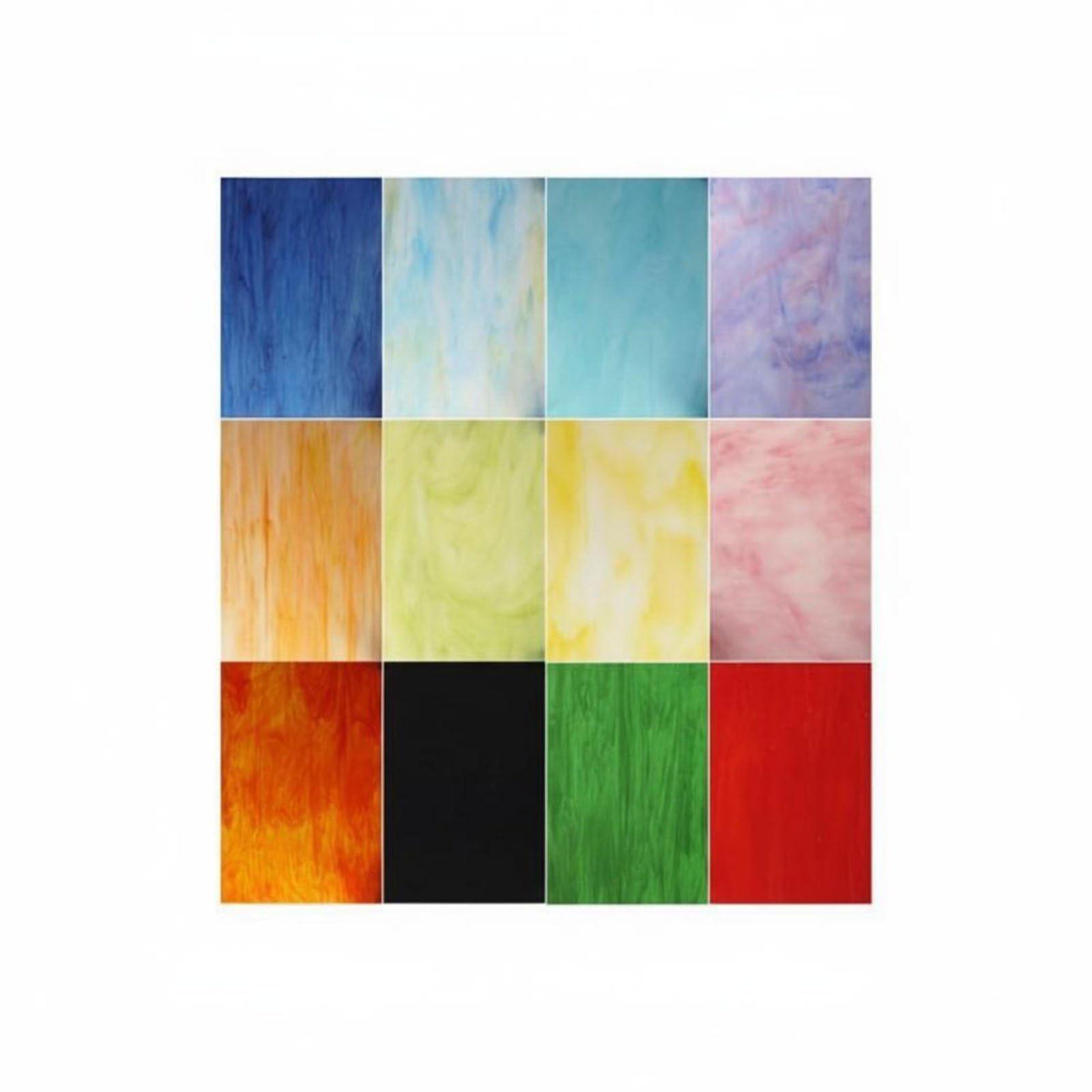 Bnf® 12 Pieces Multi-Color Assortment Stained Glass Sheets Rainbow Colors Colored Glass Panes Handmade Crafts Mosaic Supplies for Crafters, Artists, Art Pr-picture-29