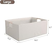 Vista 4 de Caja de Almacenamiento de Tela Plegable Cesta de Algodón y Lino con Asas de Madera, Cubo Rectangular Decorativo, Organizador de Lavandería