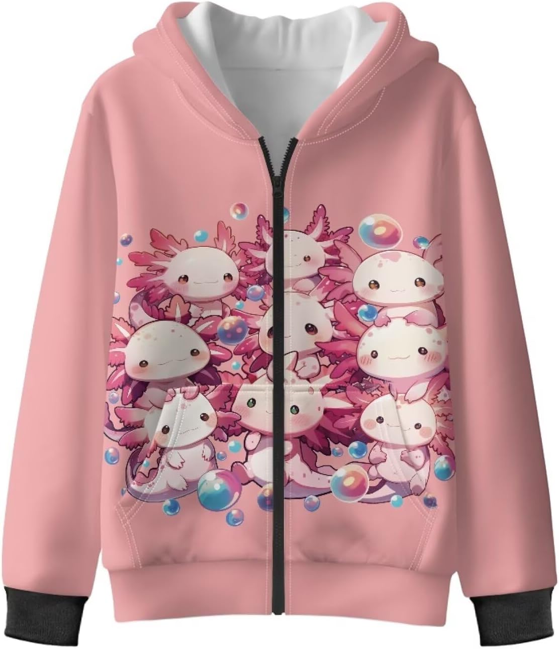 Girls' Zip-Up Hoodie Sweatshirt Kids Teens Lightweight Long Sleeve Fall Winter Hooded Jacket with Pockets