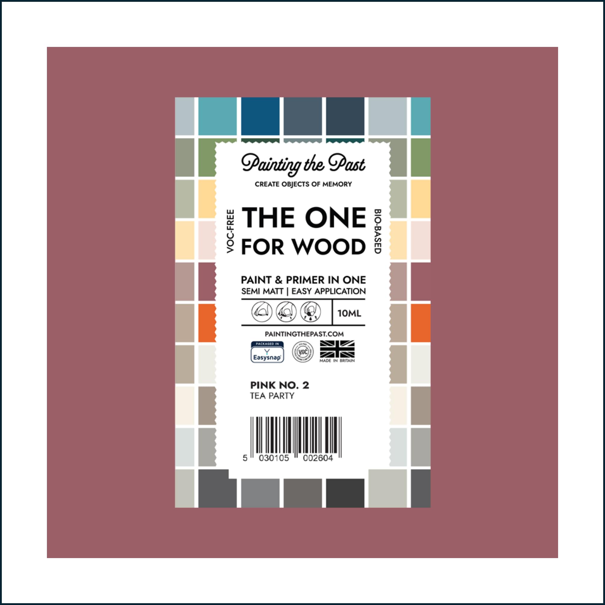 Painting The Past Pink No. 2 Tea Party The One For Wood Paint & Primer 10Ml (Sample) | Semi Matt Finish, Bio-Based & Voc-Free Formula For Wooden Furniture & Surfaces | Durable & Easy Indoor Home Decorating