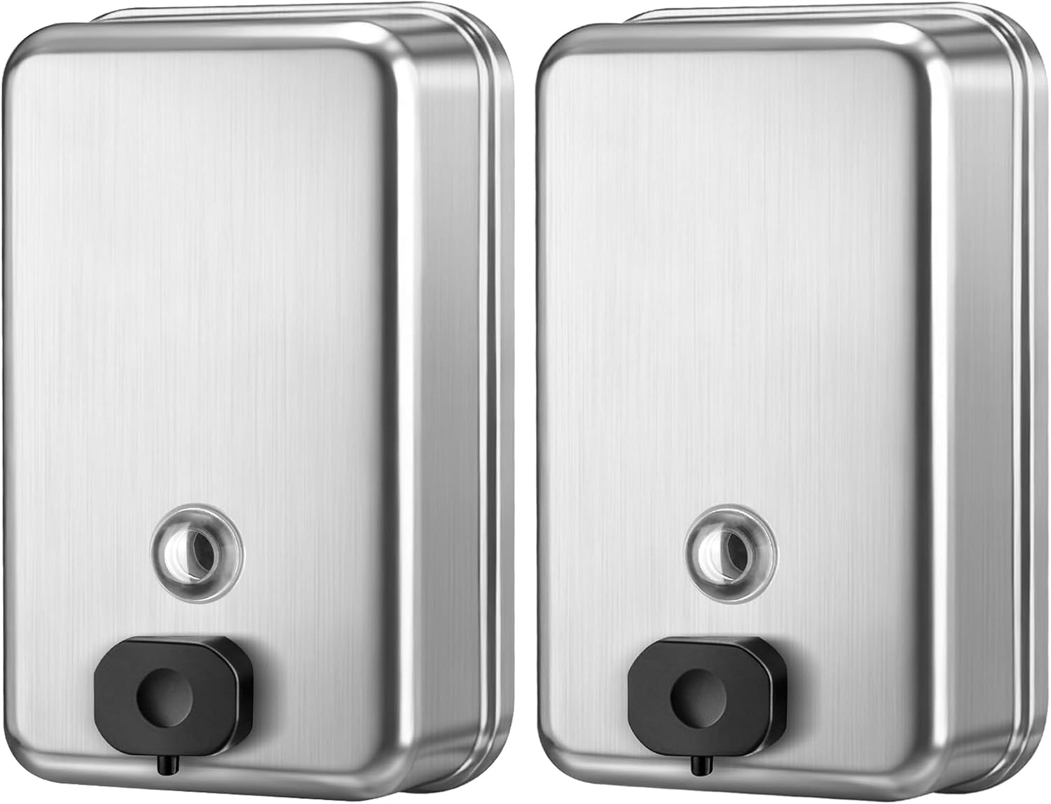 2 Pack Commercial Wall Mount Soap Dispenser 1100ml/37oz Each – Heavy Duty Stainless Steel Liquid Hand Soap Dispenser with Anti-Leak Pump & Corrosion-Proof Liner for Bathroom, Kitchen, Hotel (Vertical)