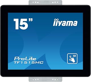 Iiyama Prolite TF1515MC-B2 38 cm (15 Inch) LED Monitor XGA Open Frame 10 Point Multi-Touch Capacitive (VGA, HDMI, DisplayPort) IP65 Front, Touch Through Glass, Anti-Fingerprint, Black