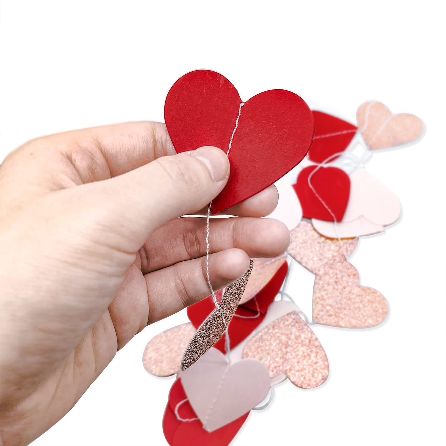 CHeerland Lot de 16 guirlandes en forme de cœur à suspendre pour Saint- Valentin, anniversaire, fiançailles, anniversaire, fête prénatale