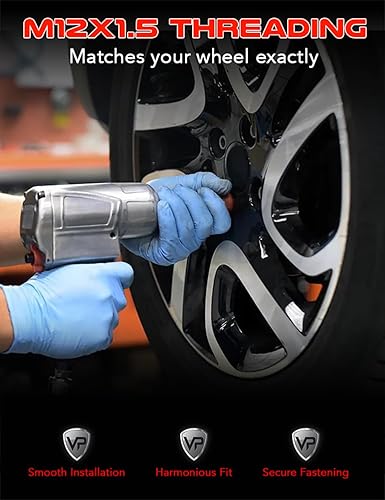 Miniatura 4 de Veritek - Juego de 4 cerraduras de rueda de seguridad para ruedas Honda Acura de 12 x 1.5 pulgadas, color negro brillante, afinador de bellota