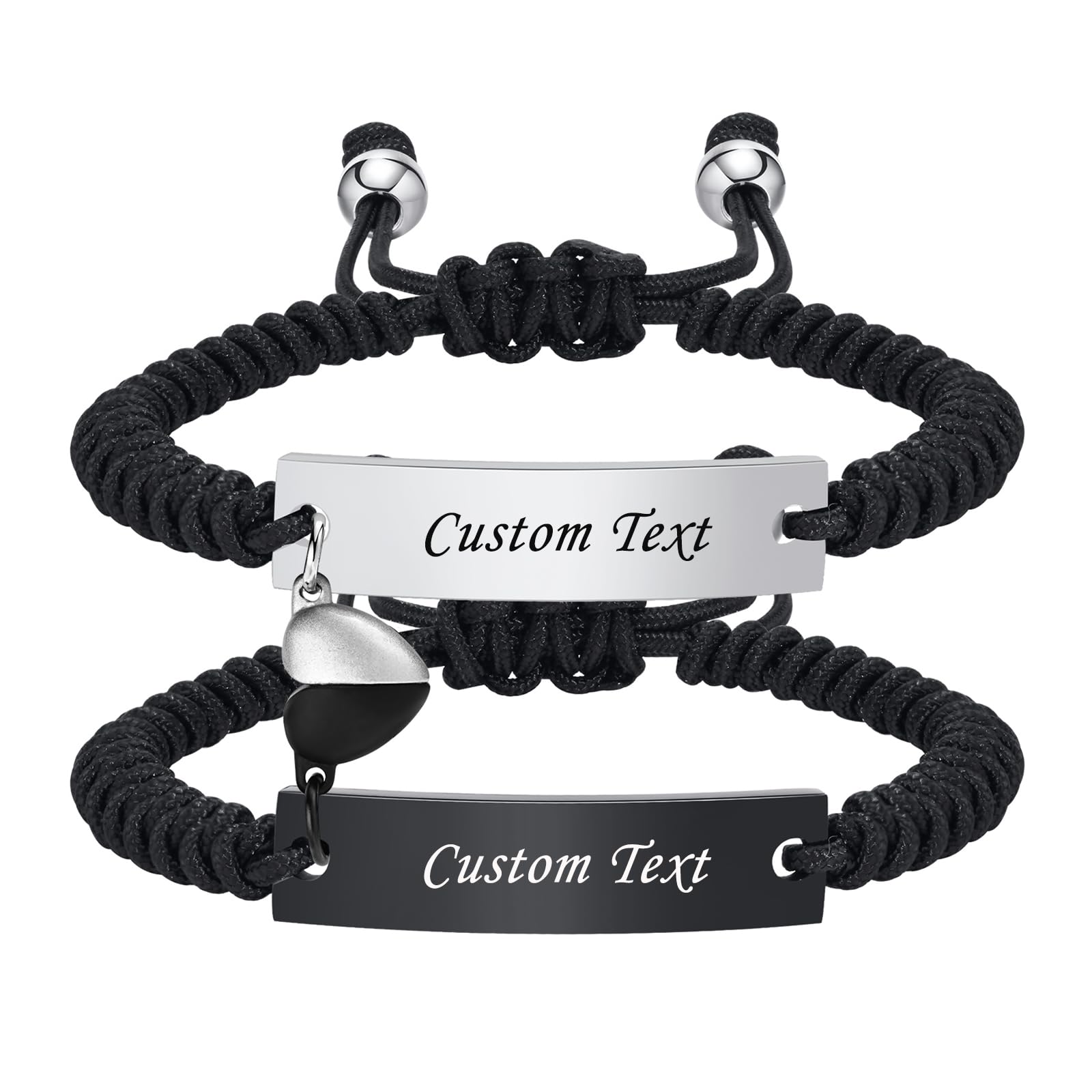 VNOX Pulseras de Pareja Personalizadas Regalo Hombre Pulsera de Acero Inoxidable Personalizada de 2 Piezas Grabado Nomb…