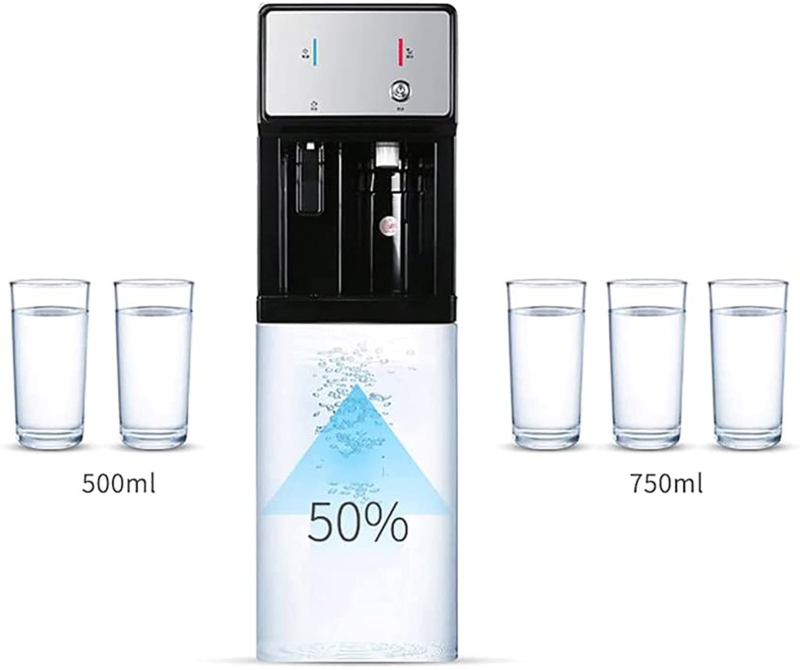Distributore d'Acqua a Pavimento con Caricamento dal Basso, refrigeratore d'Acqua in Bottiglia, ebollizione istantanea di 3 Secondi, Doppia Funzione Fredda Calda, Ideale per l'acqu