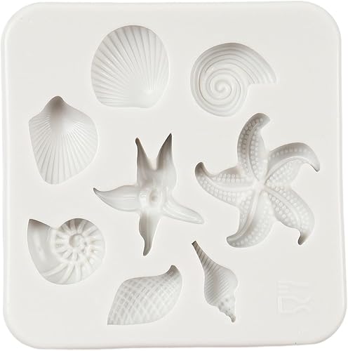 QDMOLDS Molde de fondant con temática marina, concha, estrella de mar, moldes de silicona para decoración de pasteles, decoración de cupcakes,
