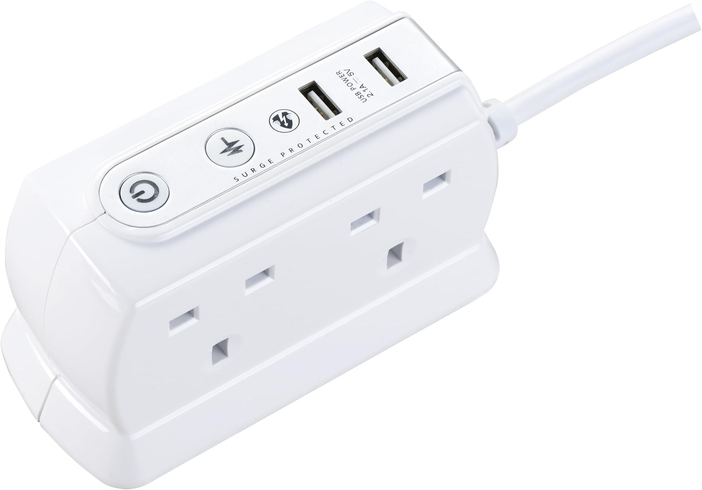 Masterplug SRGDU41PW2-MP Heavy Duty Four Socket Surge Protected Extension Lead with 2 USB Ports, 2 Metre, White