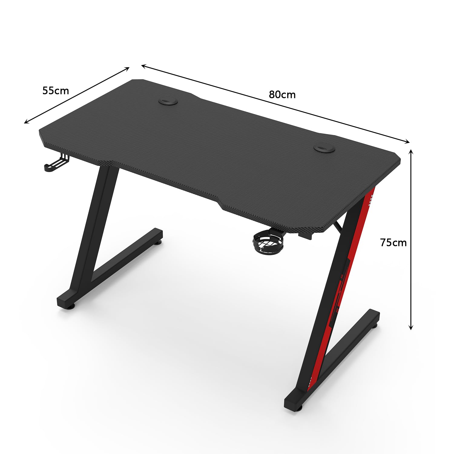 Homall Bureau Gaming Table Gaming 140cm pour Jeu-Vidéo Style de Course Professionnel Bureau Ergonomique en Forme de T Table Informatique PC avec Tapis Souris Noir