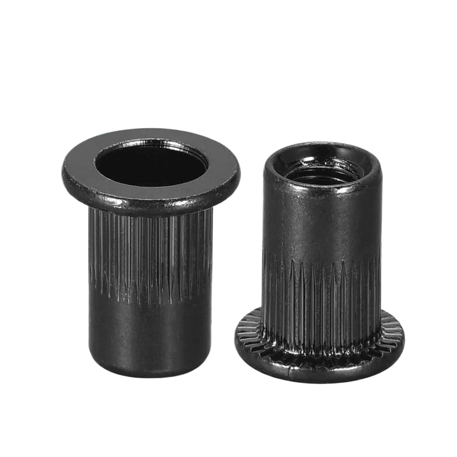 2/20pcs Flat Head Rivnut Black Zinc Plated Carbon Steel M3-M12 Knurled Rivet Nut Threaded Insert Nuts(M4 (20pcs))