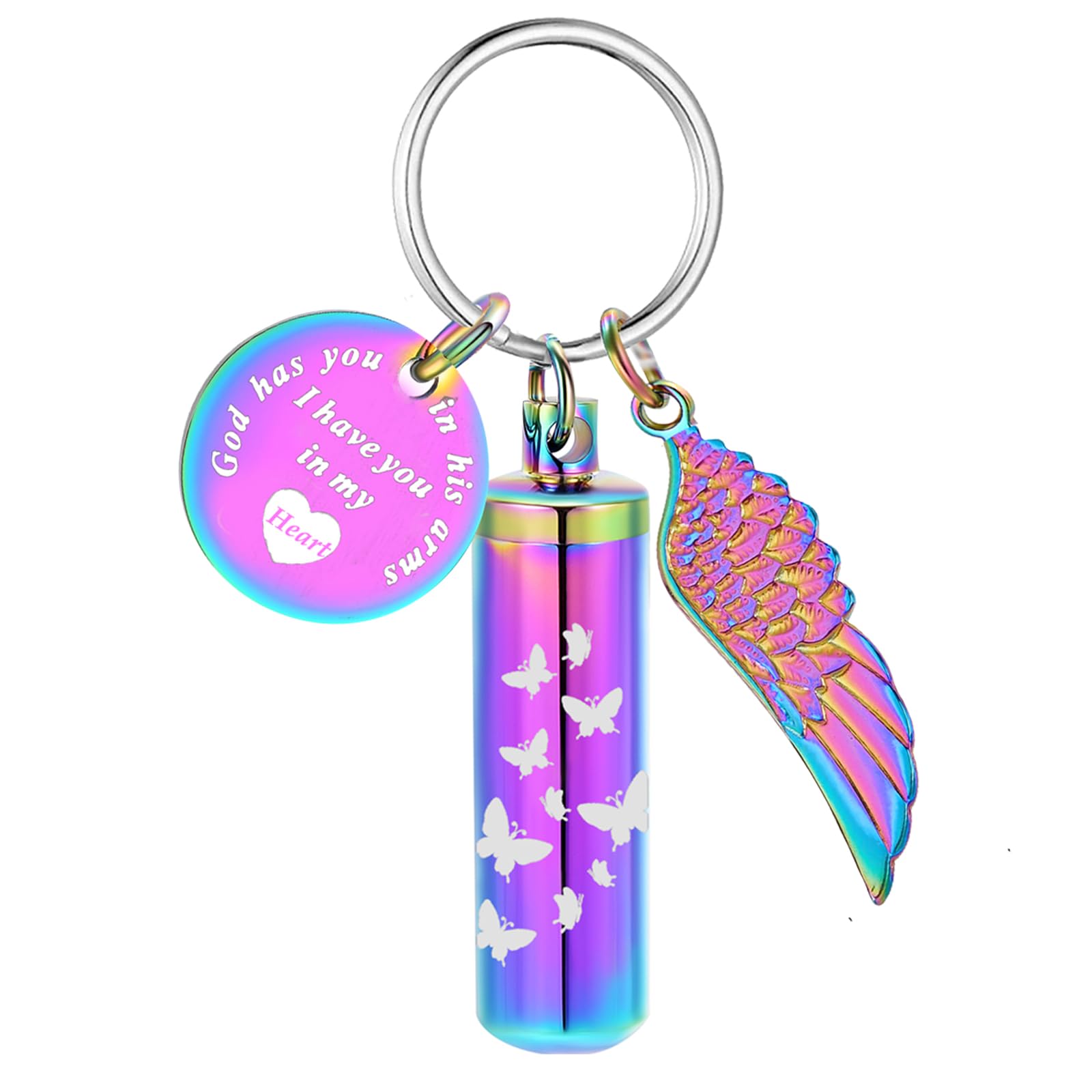 MOSURNSJWY Cremation Jewelry Keychain Urn Pendant for Pet Ashes Keepsake Memorial Urn Keychain for Ashes for Women Men (Butterfly)