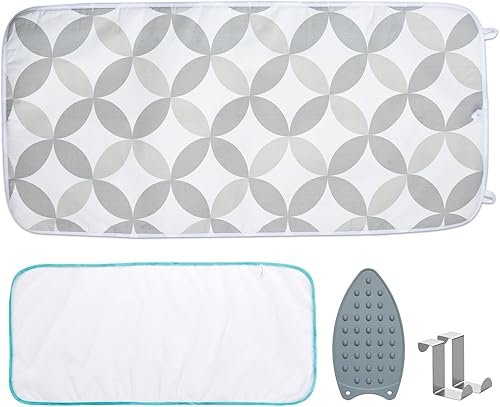 Seiritex Tapete de planchado, almohadilla de planchar portátil de 39.4 x 18.9 pulgadas, tabla de planchar 5 en 1, manta de hierro de viaje para