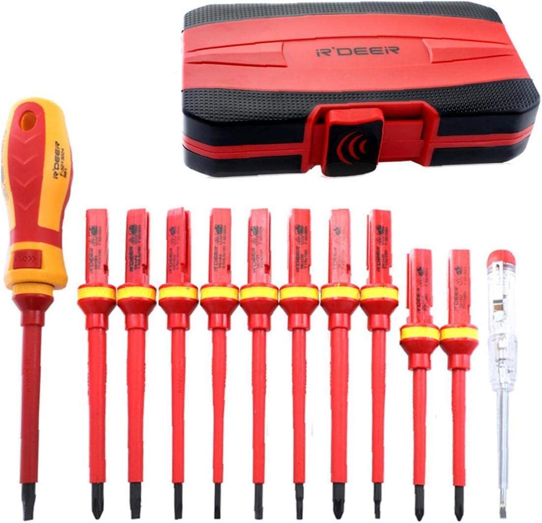 Cacciavite Isolato per Elettricista 1000V Set di Punte magnetiche Kit di Strumenti di Riparazione intercambiabili Scatola da 13 Pezzi Durevole