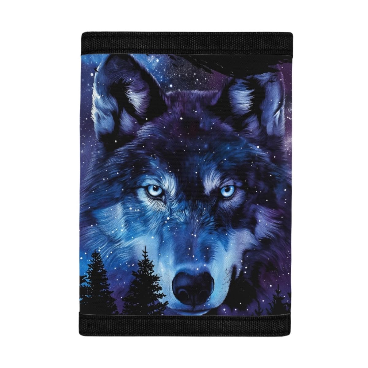 GLUDEAR Kid Wolf Trifold Wallets Outdoor Print Wallet Money Organizer for Teens Girl Boy Birthday,Wolf Forest Aurora