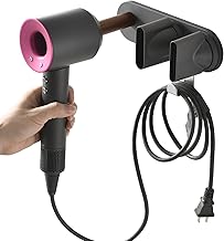 JONKEAN Hair Dryer Wall Mount for Dyson, Blow Hair Dryer Holder for Dyson, Hair Dryer Holder Wall Mount, Hair Dryer Hanger for Dyson Supersonic Hair Dryer, Power Plug, Diffuser and Nozzle (Grey Small)