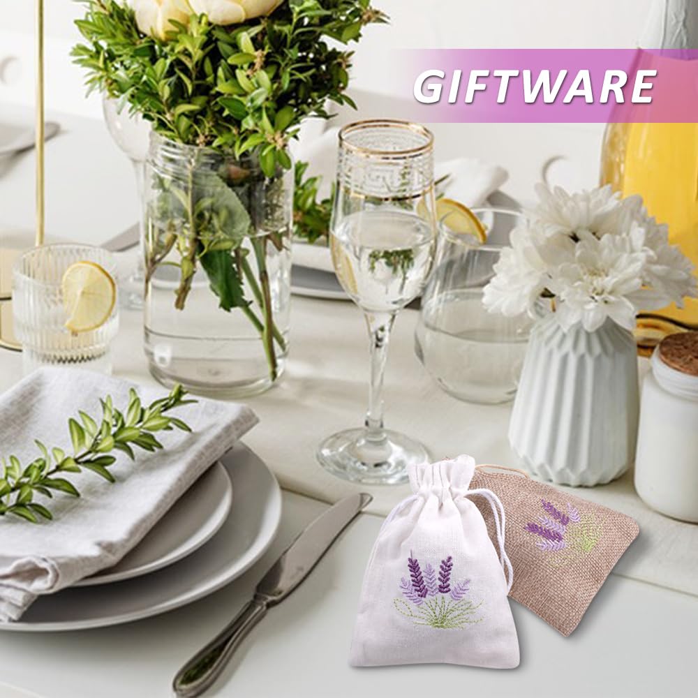 12 Pièces Sachet Lavande Vide, Sachet Lavandes Armoire Sache Lavan 10 x 14 cm Sache de Lavandes avec Cordon sur Le Dessus pour Armoires, Tiroirs, Vêtements, Sommeil, Voyage, Blanc et Lin