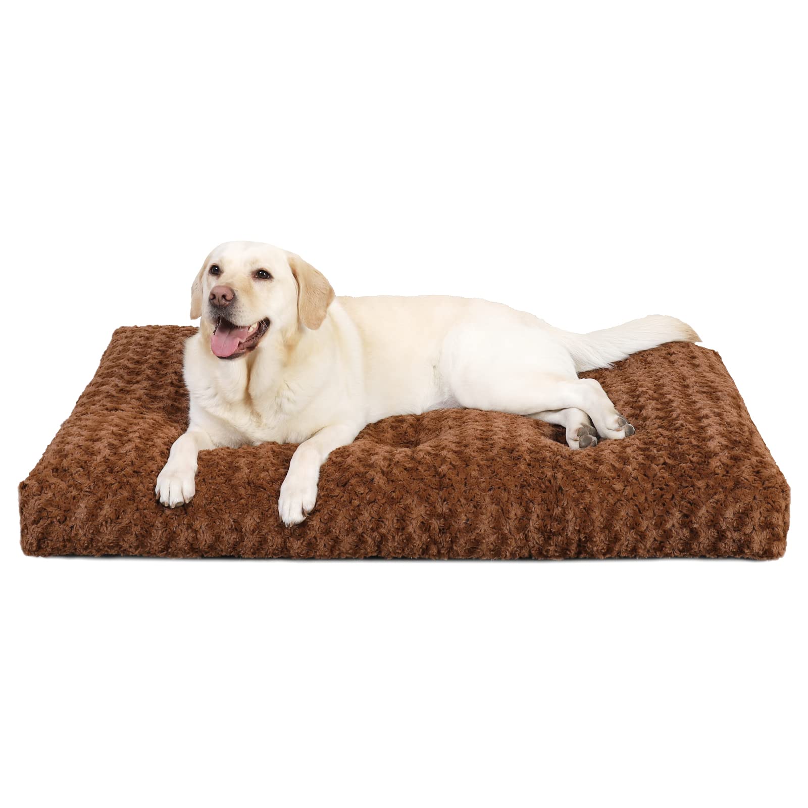 KSIIA Cama para Perro Grande, 90x60cm, Camas Antiestres Perro L, Colchon Cojín Perro Grande, Colchoneta Perro Lavable a Máquina, Fondo Antideslizante Dog Bed, Marrón