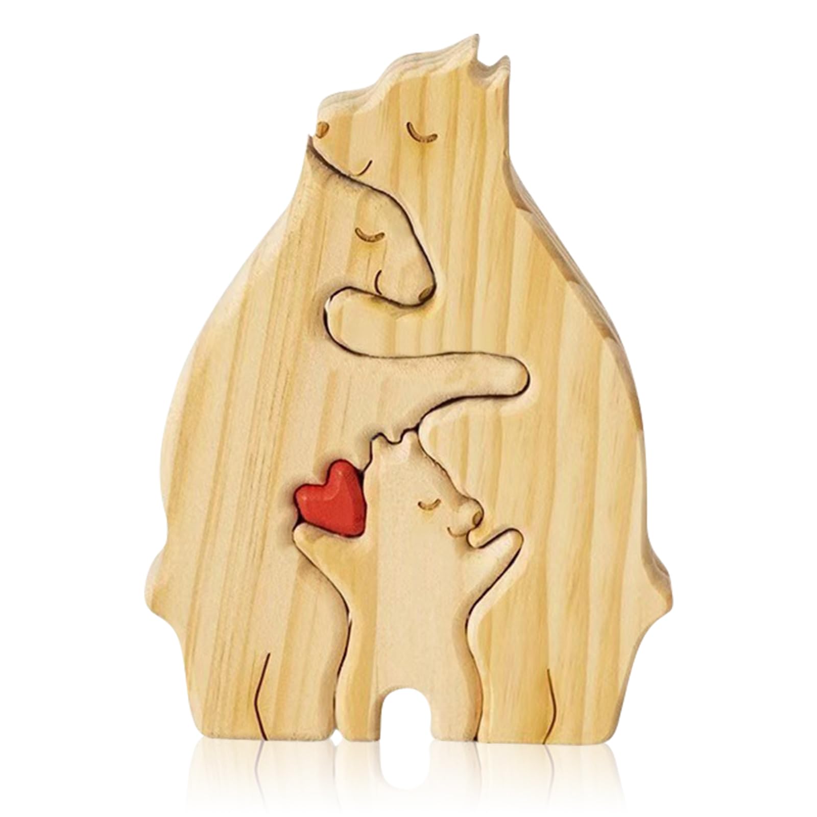 BRTNUPWooden Bears Family Puzzle, 3 Bears Wooden Bear Family Puzzle Decorative Wooden Puzzle, for Mom Dad Unique Gift (Wood Color)