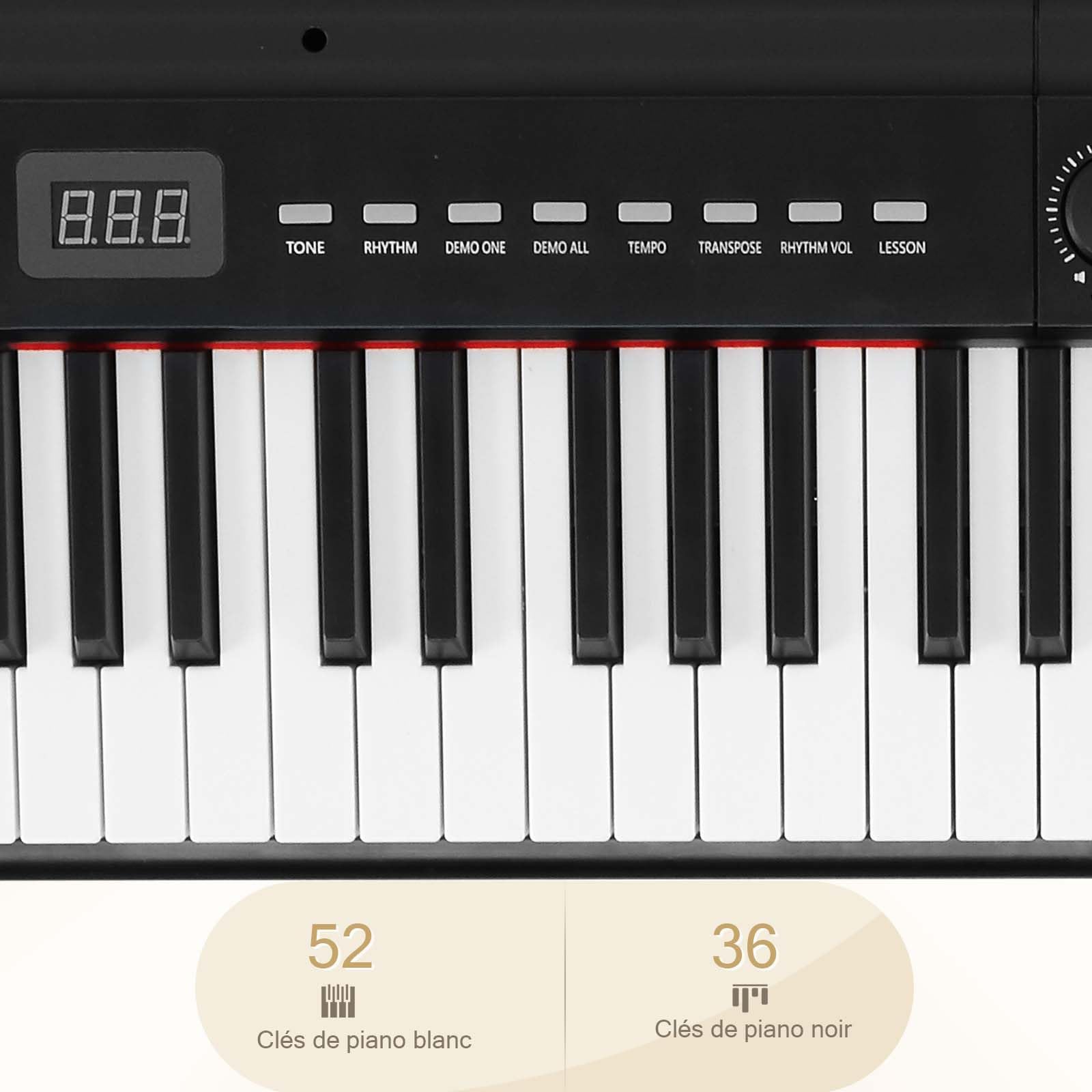 Bonnlo GPP-105 Clavier Numérique 88 Touches Semi-Lestées de Taille Standard, pour Les Amateurs de Piano, Piano Numérique avec MIDI Bluetooth, Casque, Noir