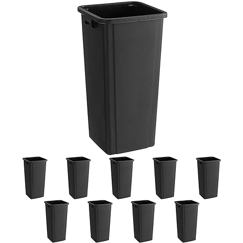 Mix.Home Paquete de 10 botes de basura cuadrados negros de 23 galones, papelera para restaurante, papelera comercial, papelera de plástico alto,