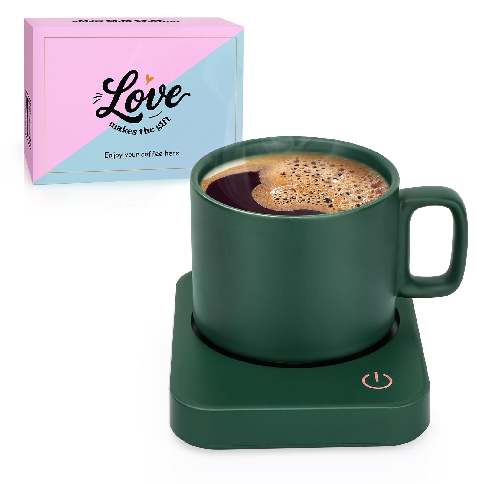 VOBAGA Mug Warmer Set, Coffee Warmer for Desk with 11oz Ceramic Mug, Auto Shut Off &amp; 3-Temp Settings, Smart Coffee Cup Warmer, Home Office Essentials Coffee Set(Mug Included)
