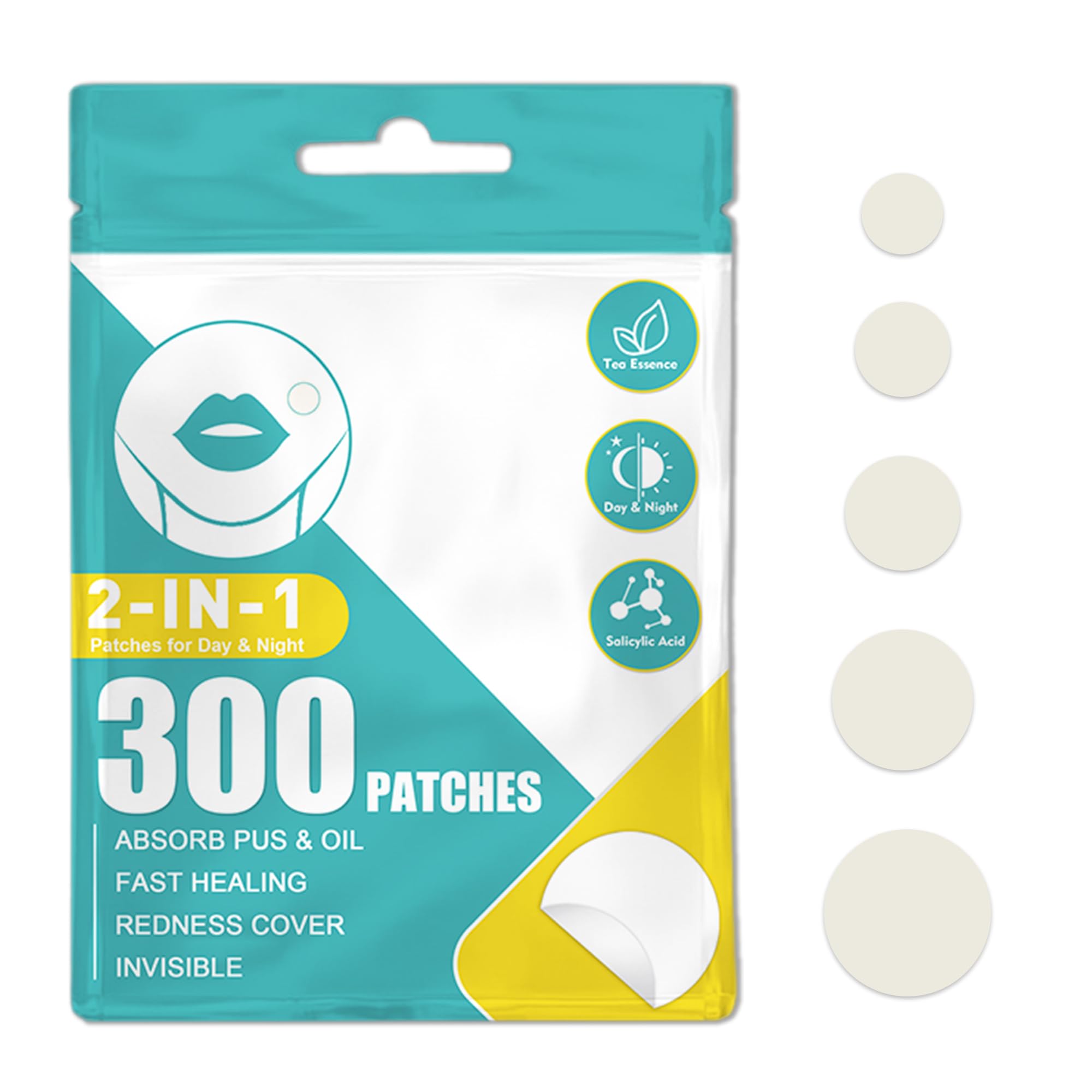 300 Piezas Parches Granos Parches Acne Hidrocoloides Invisible Acne Patch Enriquecido Aceite Ácido Salicílico Parches Para Granos Pimple Patches Treatment