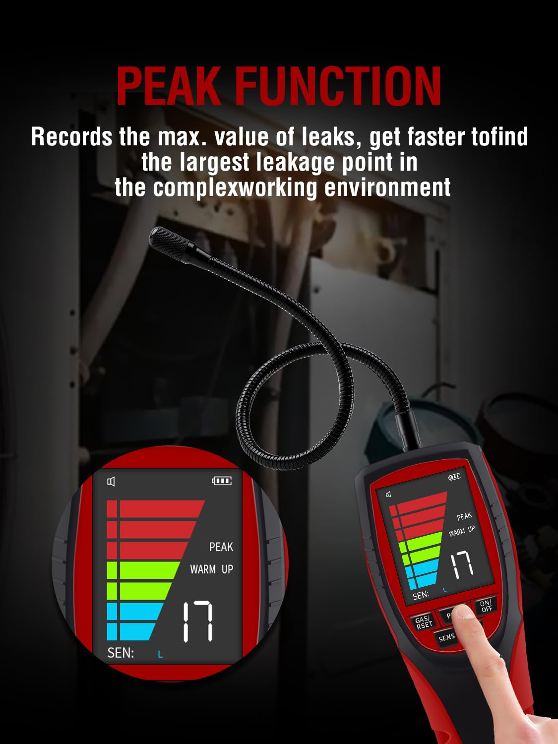 Aprvtio ALD-200 PRO Beheizte Pumpe Kältemittel Lecksuchgerät für Wärmepumpen, HVAC Lecksuchgerät Mit UV-LED, Freon-Sniffer, Kfz-Halogen-Gaslecksuchgerät für R32,R454B,R410A R22,R600a R290