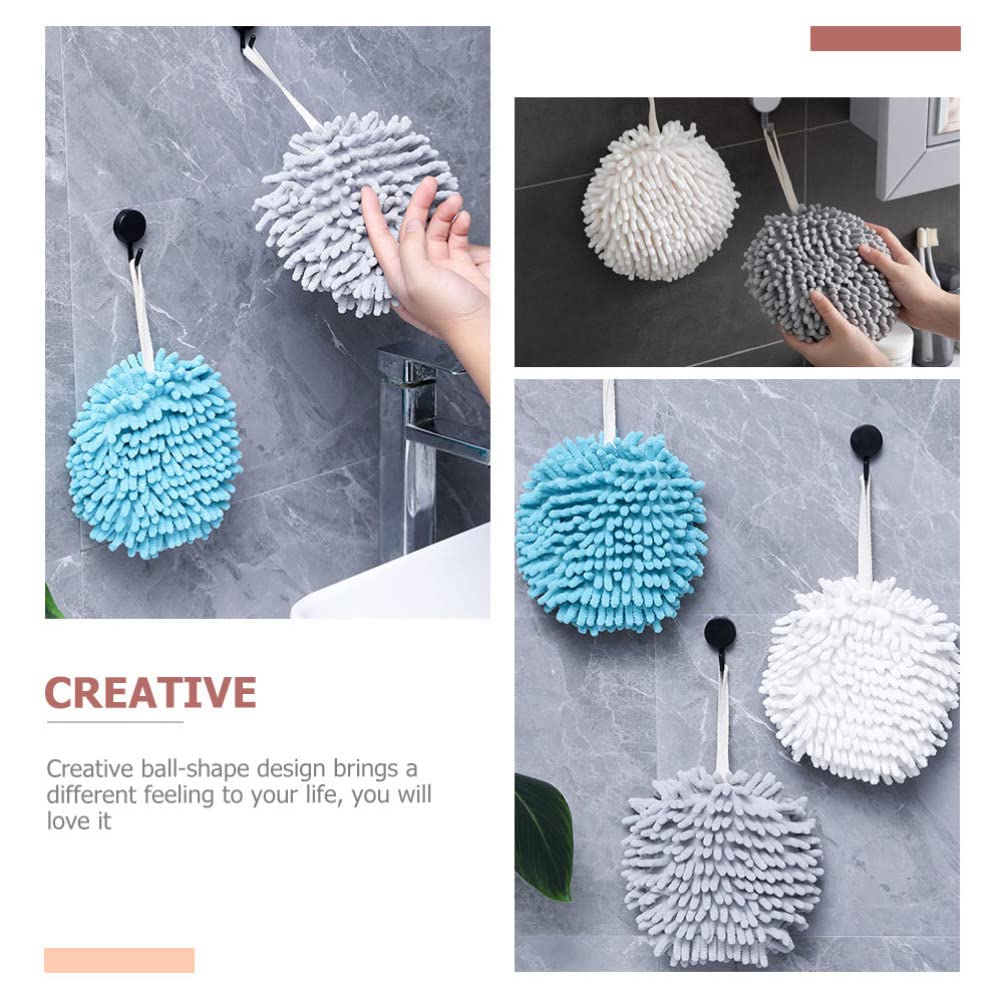 UPKOCH 3pcs Spherical Hand Towel Hanging Absorbent Towel Microfiber Fuzzy Ball Hand Dryer Quick Drying Towel for Kitchen Bathroom Home - Image 2