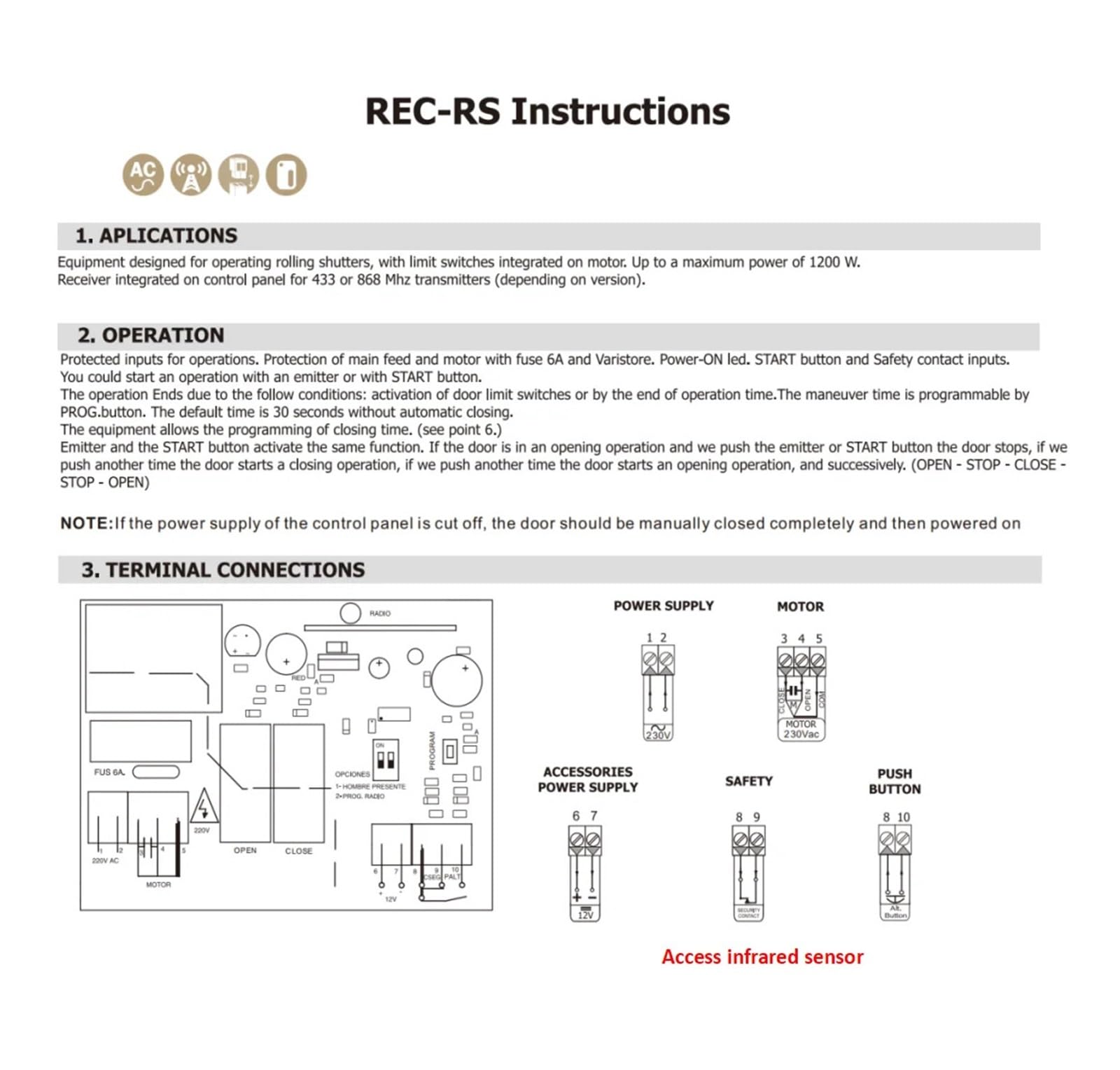 Tablero de Control de persiana Enrollable, 220V, 433MHz, Control Remoto, Velocidad del Motor NC Ajustable ，DiseñAdo para Un Servicio Duradero(Only PCB)