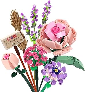 Etarnfly Flower Bouquet Building Kit, Artificial Flowers Building Blocks Set, Creative Gift for Home Decoration, Birthday Party, Anniversary and More (547 Pieces)