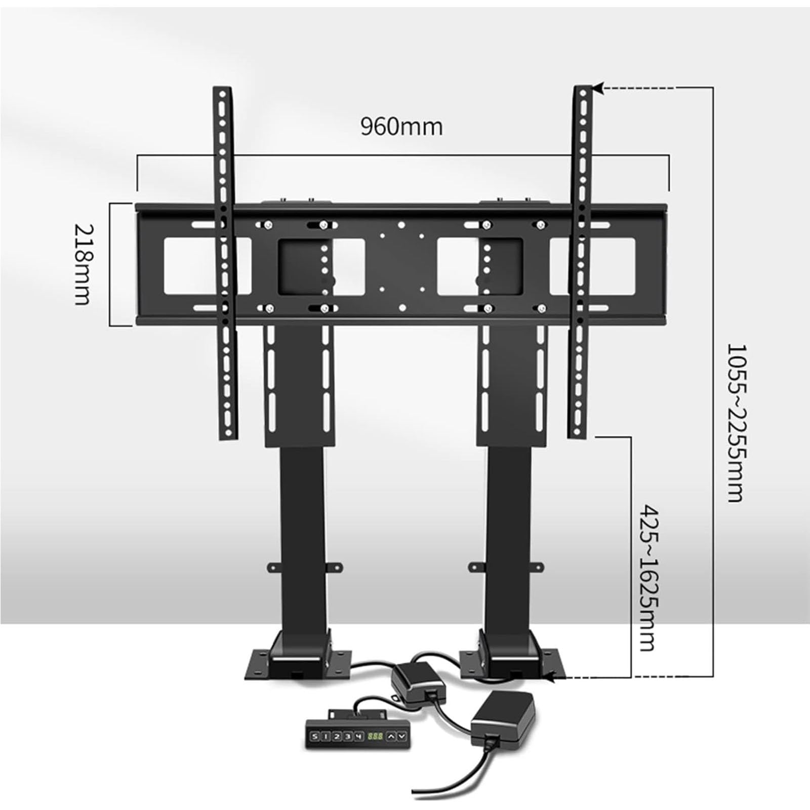 Soporte de Suelo para TV LCD - Elevador eléctrico telescópico para TV, Mecanismo Elevador con Mando a Distancia, Doble Motor, Recorrido de elevación de 120 cm/47,2 p