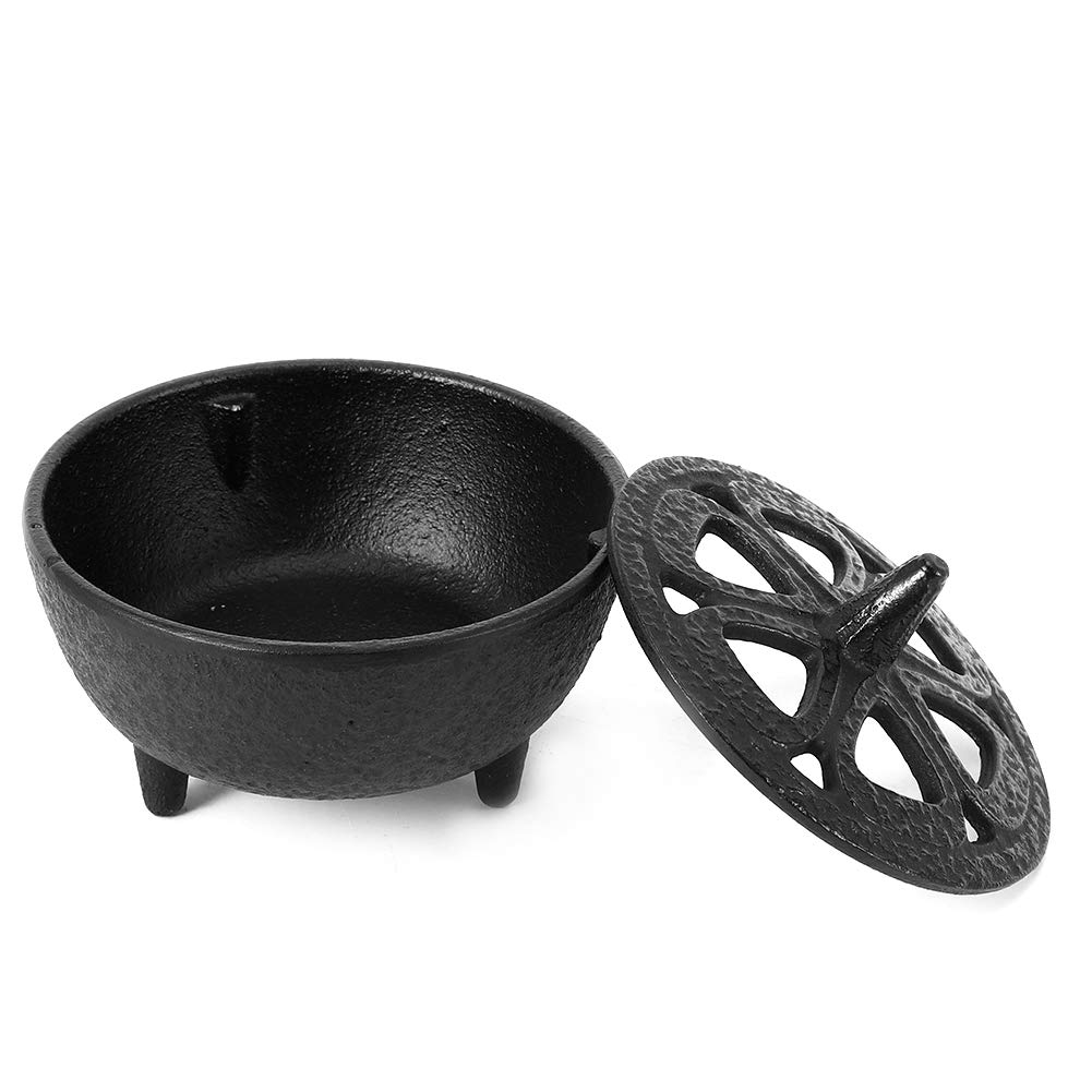 Akozon Bruciatore in Ghisa a Forma di Loto, Calderone in Ghisa con Bruciatore per Aromaterapia per la Decorazione Domestica, Bagno, Camera da Letto, Portaincenso Africano, Incenso