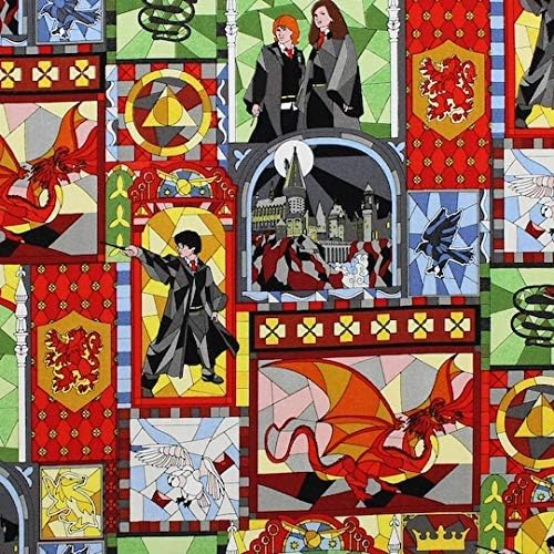 Harry Potter Stained Glass Windows 100% Cotton Premium Quality Sold by 1/2 of a Yard.