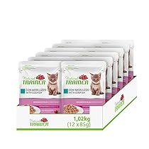 Natural Trainer Kitten & Young Cibo Umido per Gattino con Merluzzo – 12 Buste x 85 gr – 1020 gr