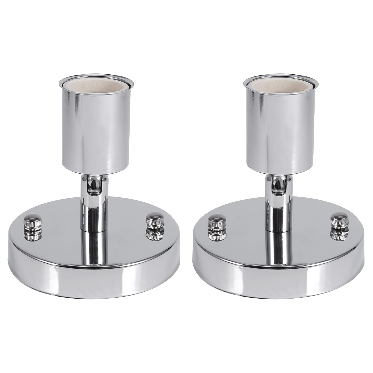 2pcs Ceiling Lamp Holder, Vintage E27 Screw Light Bulb Socket 180 Degree Rotating Adjustable Lamp Base Wall Mount Light Bulb Holder for Ceiling Pendant, Wall Lighting (Silver) — image 1