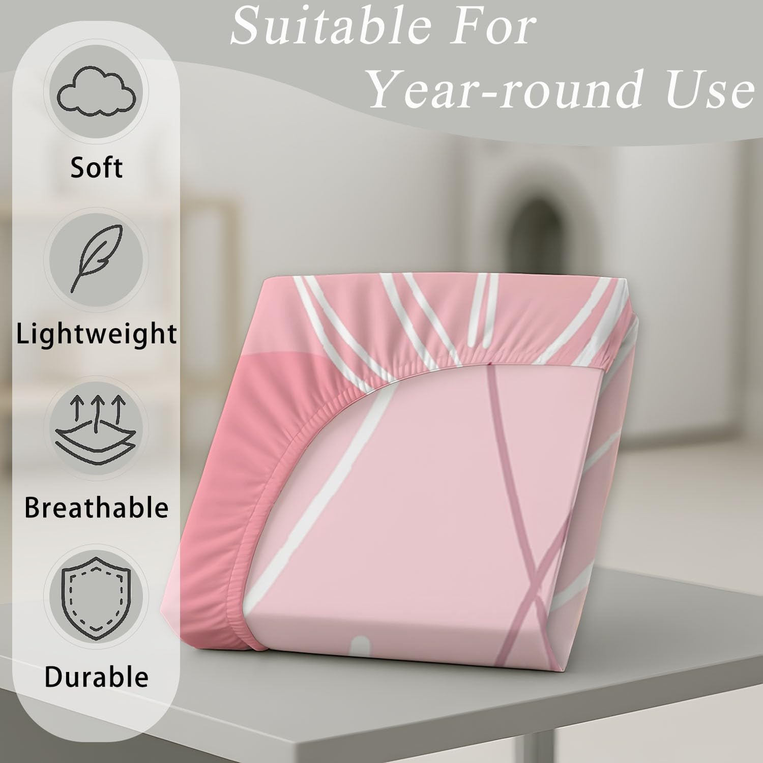 Rosa Sabanas 105 x 190 x 30 Cama 105 para Colchón de 30 cm de Altura Sabanas Ajustable Suave Transpirable Sabanas para Adultos y Ninos Minimalista Bonito Tulipanes Dibujado A Mano