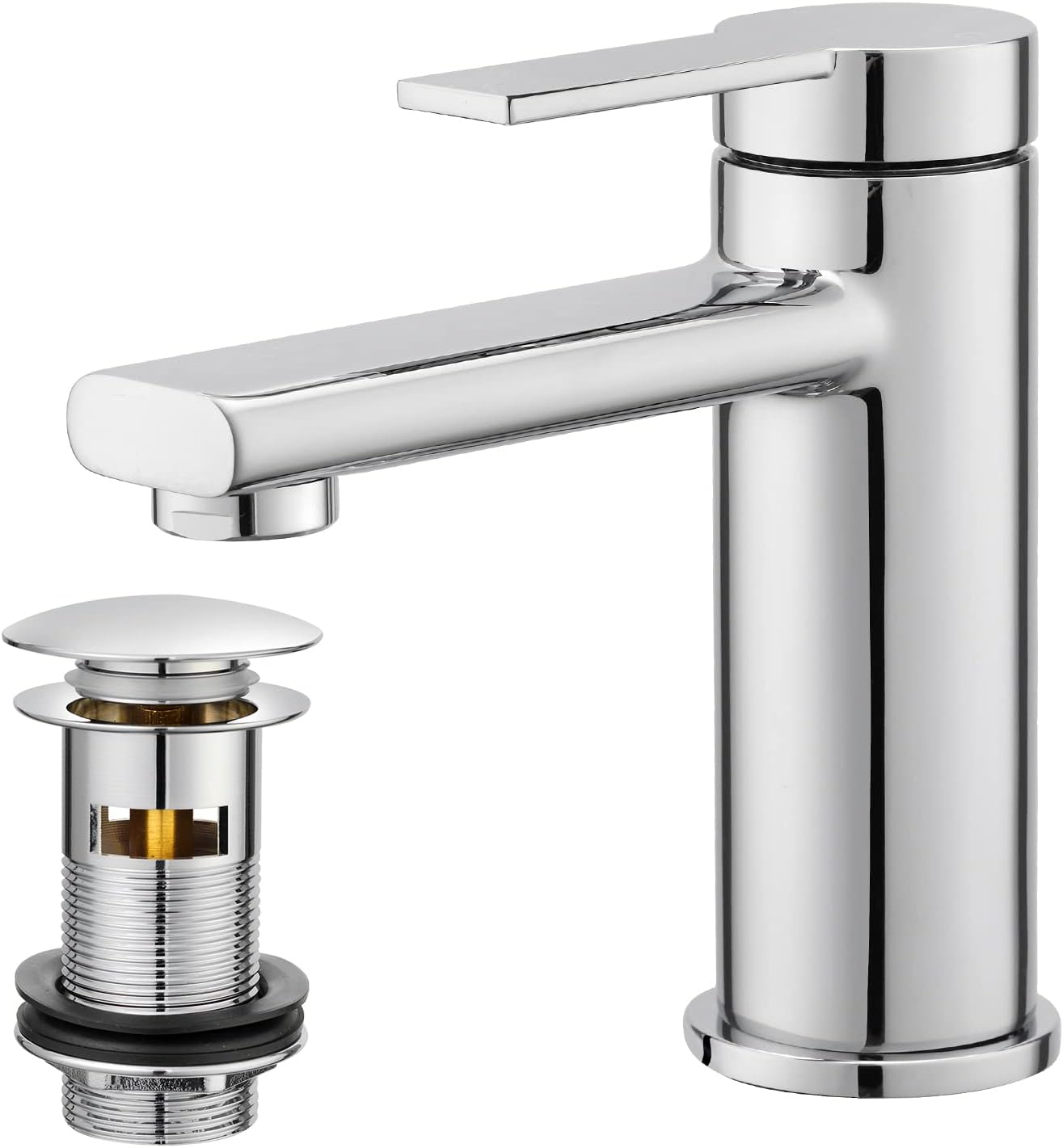 Basin Mixer Taps with Pop Up Waste, BATHWEST Monobloc Single Handle