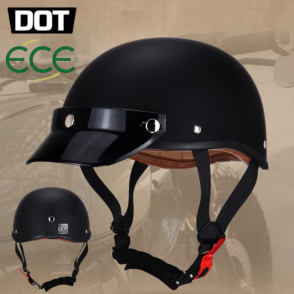 Motorrad Half Helm Retro Leder Deutscher Stil Halbhelm