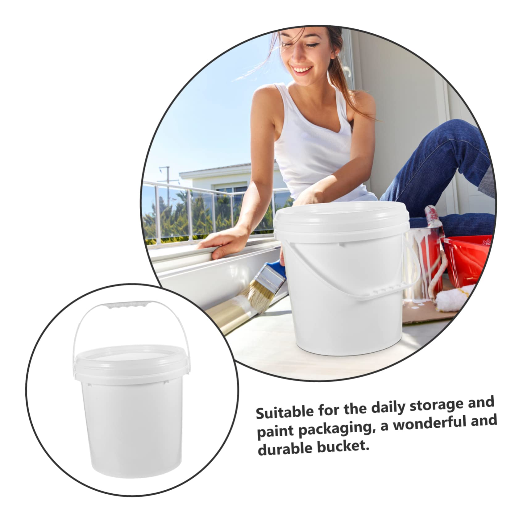 Cubo de Pintura Blanco Hdpe de 10l con Tapa para Almacenamiento | Envase Redondo para Aceite y Agua, Uso Diario y Embalaje, Formato Compacto de 10 Litros